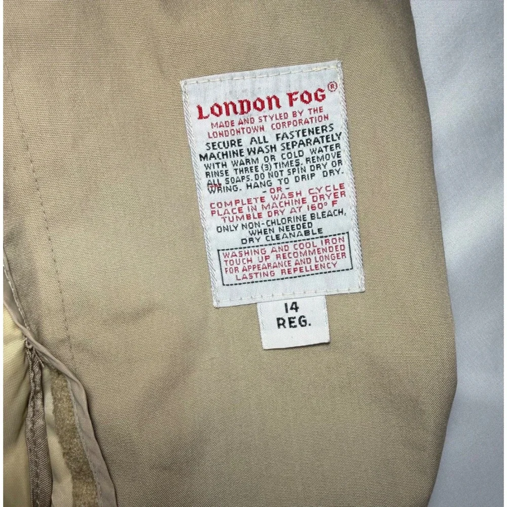 Vintage Disneyland London Fog Cast Member Trench Coat Tan Khaki Womens 14 Reg - Picture 6 of 8